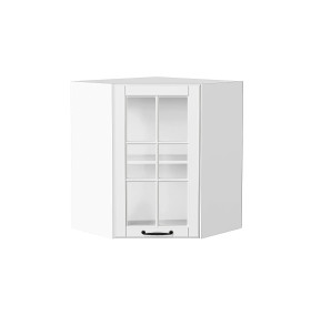 Шкаф верхний угловой остекленный Дублин, цвет: Special White
