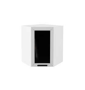 Шкаф верхний угловой остекленный Глетчер, цвет: Гейнсборо Силк