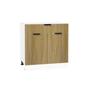 Шкаф нижний с 2-мя дверцами и ящиком Евро, цвет: Дуб песочный