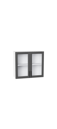 Шкаф верхний с 2-мя остекленными дверцами Сканди, цвет: Stormy Silkwood | ПЭТ, Stormy Silkwood