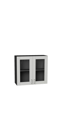 Шкаф верхний с 2-мя остекленными дверцами Лофт, цвет: Grey Silk | ПЭТ, Grey Silk