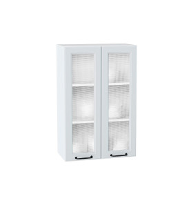 Шкаф верхний с 2-мя остекленными дверцами Ницца, цвет: Blanco