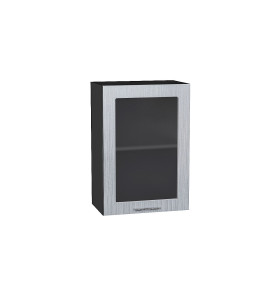 Шкаф верхний с 1-ой остекленной дверцей Валерия-М, цвет: Серый металлик дождь светлый