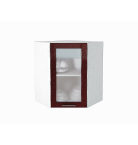 Шкаф верхний угловой остекленный Валерия-М, цвет: Гранатовый металлик