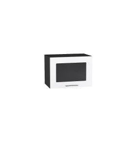 Шкаф верхний горизонтальный остекленный Валерия-М, цвет: Белый глянец