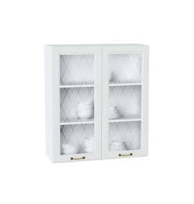 Шкаф верхний с 2-мя остекленными дверцами Ницца, цвет: Белый
