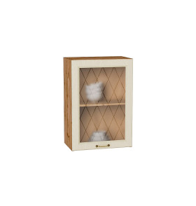 Шкаф верхний с 1-ой остекленной дверцей Ницца, цвет: Дуб крем