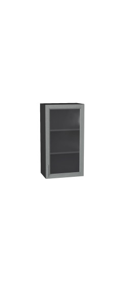 Шкаф верхний с 1-ой остекленной дверцей Сканди, цвет: Grey Softwood | Эко Шпон с уникальным покрытием «Soft-touch» и защитным лаком (Япония)., Grey Softwood