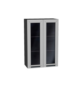 Шкаф верхний с 2-мя остекленными дверцами Глетчер, цвет: Гейнсборо Силк