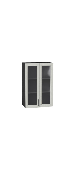 Шкаф верхний с 2-мя остекленными дверцами Сканди, цвет: Cappuccino Softwood | Эко Шпон с уникальным покрытием «Soft-touch» и защитным лаком (Япония)., Cappuccino Softwood