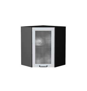 Шкаф верхний угловой остекленный Ницца, цвет: Blanco