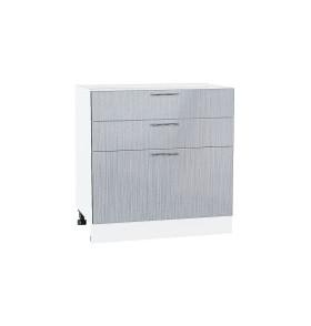 Шкаф нижний с 3-мя ящиками Валерия-М, цвет: Серый металлик дождь светлый