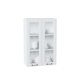 Шкаф верхний с 2-мя остекленными дверцами Ницца, цвет: Белый