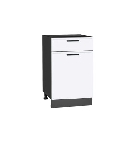 Шкаф нижний с 1-ой дверцей и ящиком Фрейм, цвет: White Silk