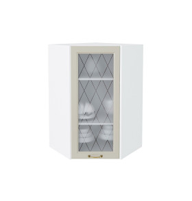 Шкаф верхний угловой остекленный Ницца, цвет: Агат