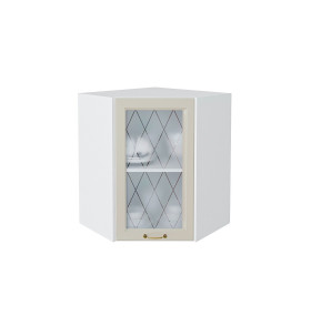 Шкаф верхний угловой остекленный Ницца, цвет: Агат