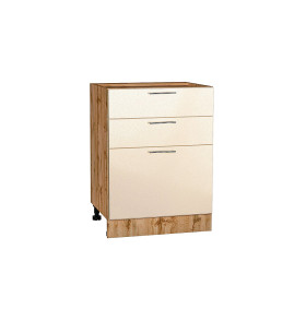 Шкаф нижний с 3-мя ящиками Валерия-М, цвет: Бежевый металлик