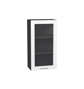 Шкаф верхний с 1-ой остекленной дверцей Валерия-М, цвет: Белый металлик