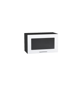 Шкаф верхний горизонтальный остекленный Валерия-М, цвет: Белый металлик