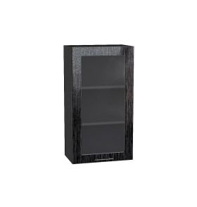 Шкаф верхний с 1-ой остекленной дверцей Валерия-М, цвет: Черный металлик дождь