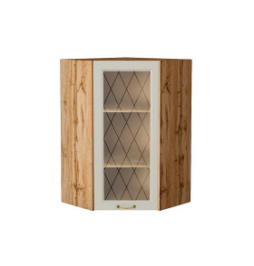 Шкаф верхний угловой остекленный Ницца, цвет: Агат