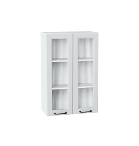 Шкаф верхний с 2-мя остекленными дверцами Ницца, цвет: Blanco