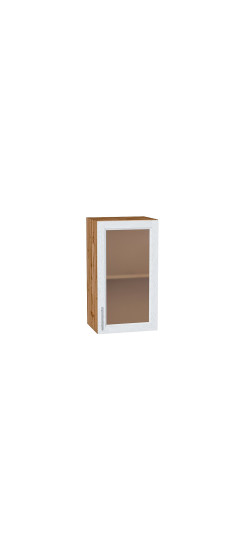 Шкаф верхний с 1-ой остекленной дверцей Сканди, цвет: White Softwood | Эко Шпон с уникальным покрытием «Soft-touch» и защитным лаком (Япония)., White Softwood