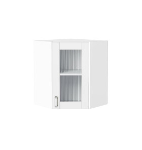 Шкаф верхний угловой остекленный Лофт, цвет: White Silk