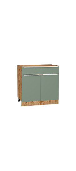 Шкаф нижний с 2-мя дверцами и ящиком Фьюжн, цвет: Silky Mint | ПЭТ, Silky Mint