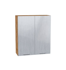 Шкаф верхний с 2-мя дверцами Валерия-М, цвет: Серый металлик дождь светлый