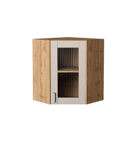 Шкаф верхний угловой остекленный Лофт, цвет: Cream Silk