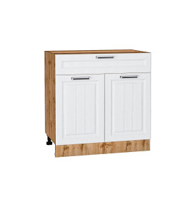 Шкаф нижний с 2-мя дверцами и ящиком Прага, цвет: Белое дерево