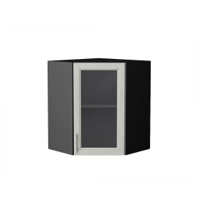 Шкаф верхний угловой остекленный Сканди, цвет: Cappuccino Softwood