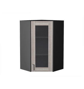 Шкаф верхний угловой остекленный Лофт, цвет: Cappuccino Veralinga