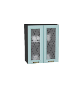 Шкаф верхний с 2-мя остекленными дверцами Ницца, цвет: Голубой