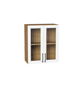 Шкаф верхний с 2-мя остекленными дверцами Сканди, цвет: White Silkwood