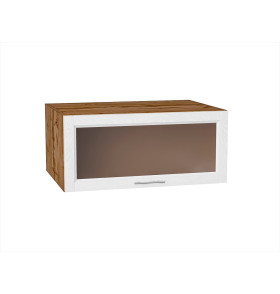 Шкаф верхний горизонтальный остекленный глубокий Сканди, цвет: White Softwood