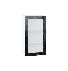 Шкаф верхний с 1-ой остекленной дверцей Валерия-М, цвет: Черный металлик дождь