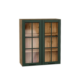 Шкаф верхний с 2-мя остекленными дверцами Дублин, цвет: Special Green