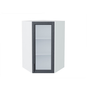 Шкаф верхний угловой остекленный Сканди, цвет: Graphite Softwood