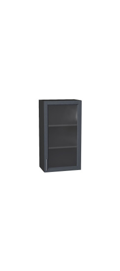 Шкаф верхний с 1-ой остекленной дверцей Сканди, цвет: Graphite Softwood | Эко Шпон с уникальным покрытием «Soft-touch» и защитным лаком (Япония)., Graphite Softwood