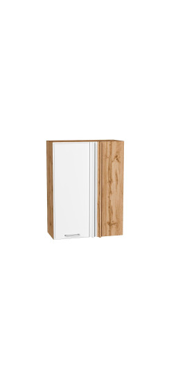 Шкаф верхний прямой угловой Квадро, цвет: Белый | Пленка ПВХ., Белый