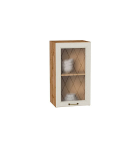 Шкаф верхний с 1-ой остекленной дверцей Ницца, цвет: Дуб крем