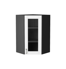 Шкаф верхний угловой остекленный Лофт, цвет: White Silk