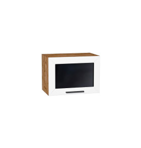 Шкаф верхний горизонтальный остекленный Глетчер, цвет: Айленд Силк