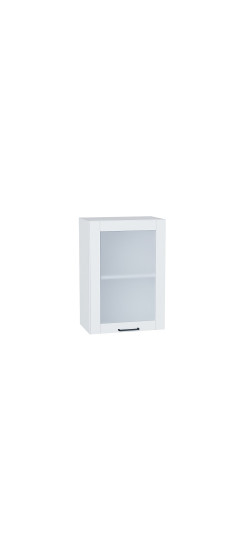 Шкаф верхний с 1-ой остекленной дверцей Флэт Плюс, цвет: White In 2S | ЛДСП/Стекло, White In 2S
