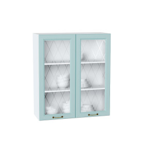 Шкаф верхний с 2-мя остекленными дверцами Ницца, цвет: Голубой