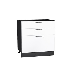 Шкаф нижний с 3-мя ящиками Валерия-М, цвет: Белый глянец