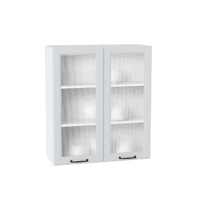 Шкаф верхний с 2-мя остекленными дверцами Ницца, цвет: Blanco