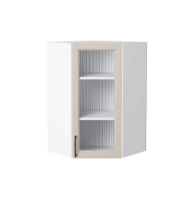 Шкаф верхний угловой остекленный Сканди, цвет: Cream Silkwood